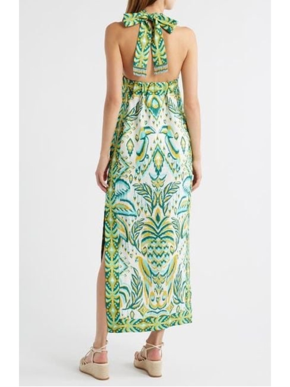 FARM Rio Green, Yellow & White Halter Maxi Dress - Picture 8 of 8